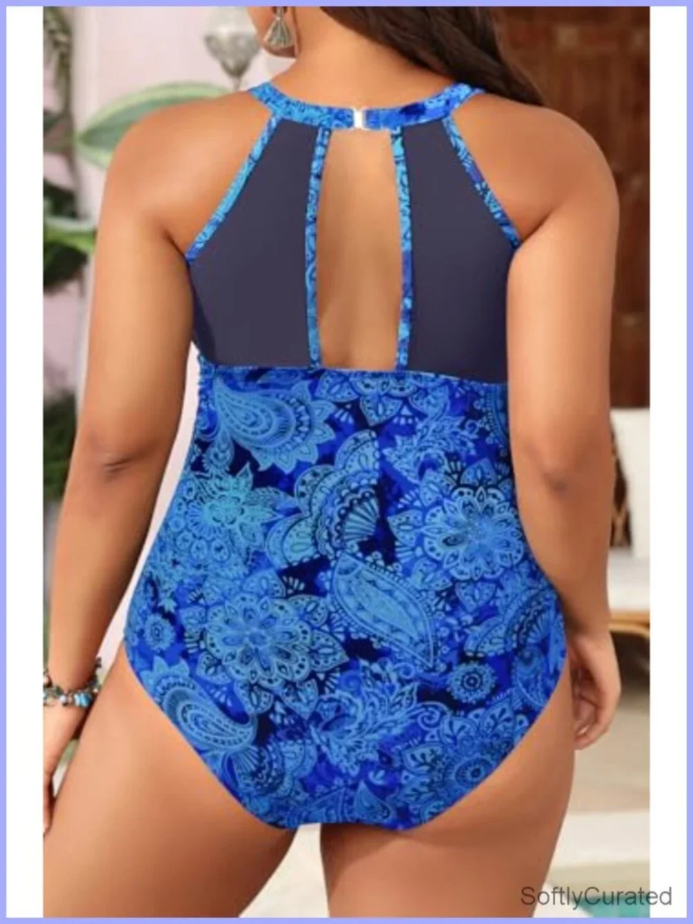Plus Size One Piece Swimsuit Tummy Control High Neck Ruched Swimwear